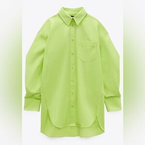 Zara oversized lime poplin shirt (Sz: S)
